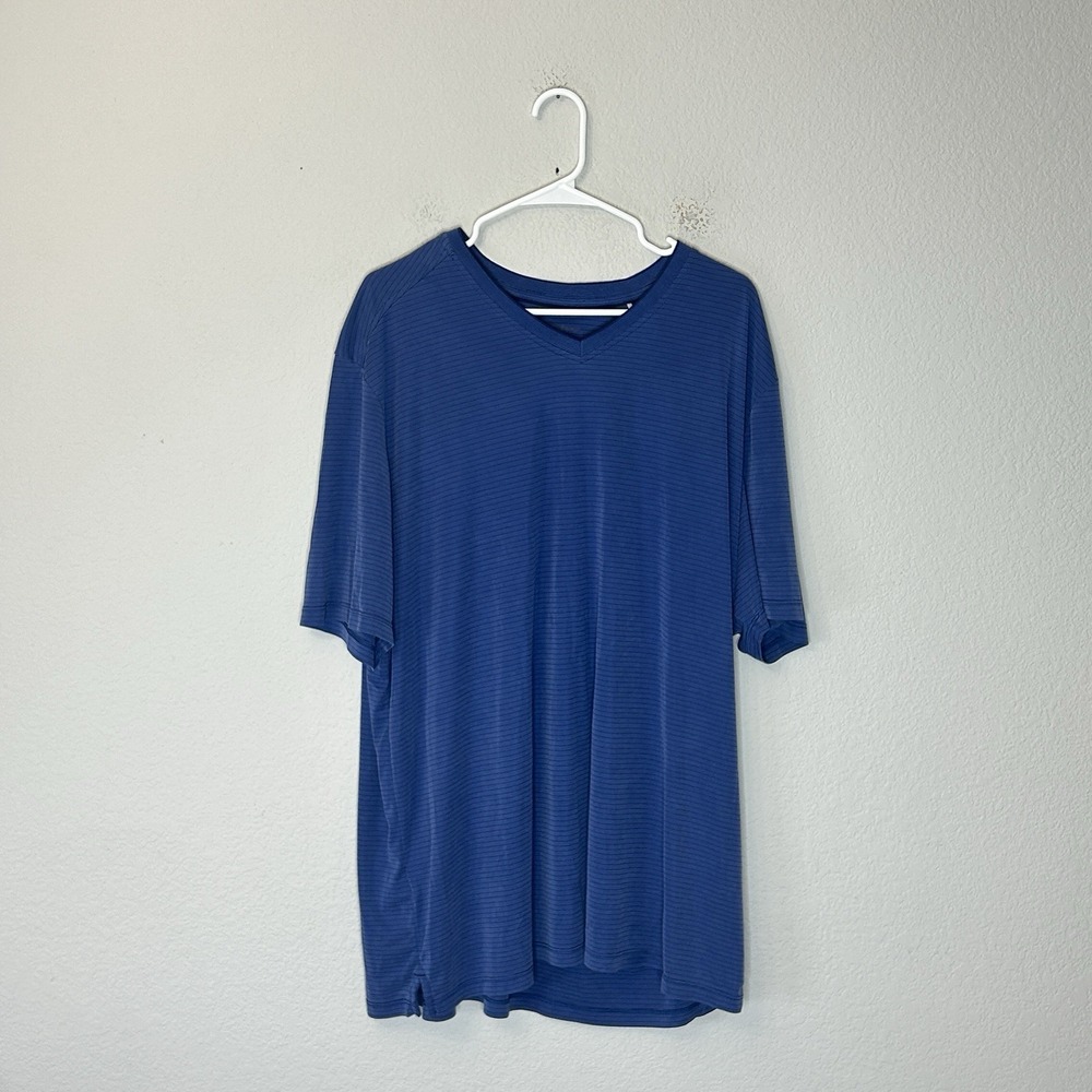 Tommy Bahama IslandZone Shirt Mens XXL Blue Striped V-Neck Performance Tee